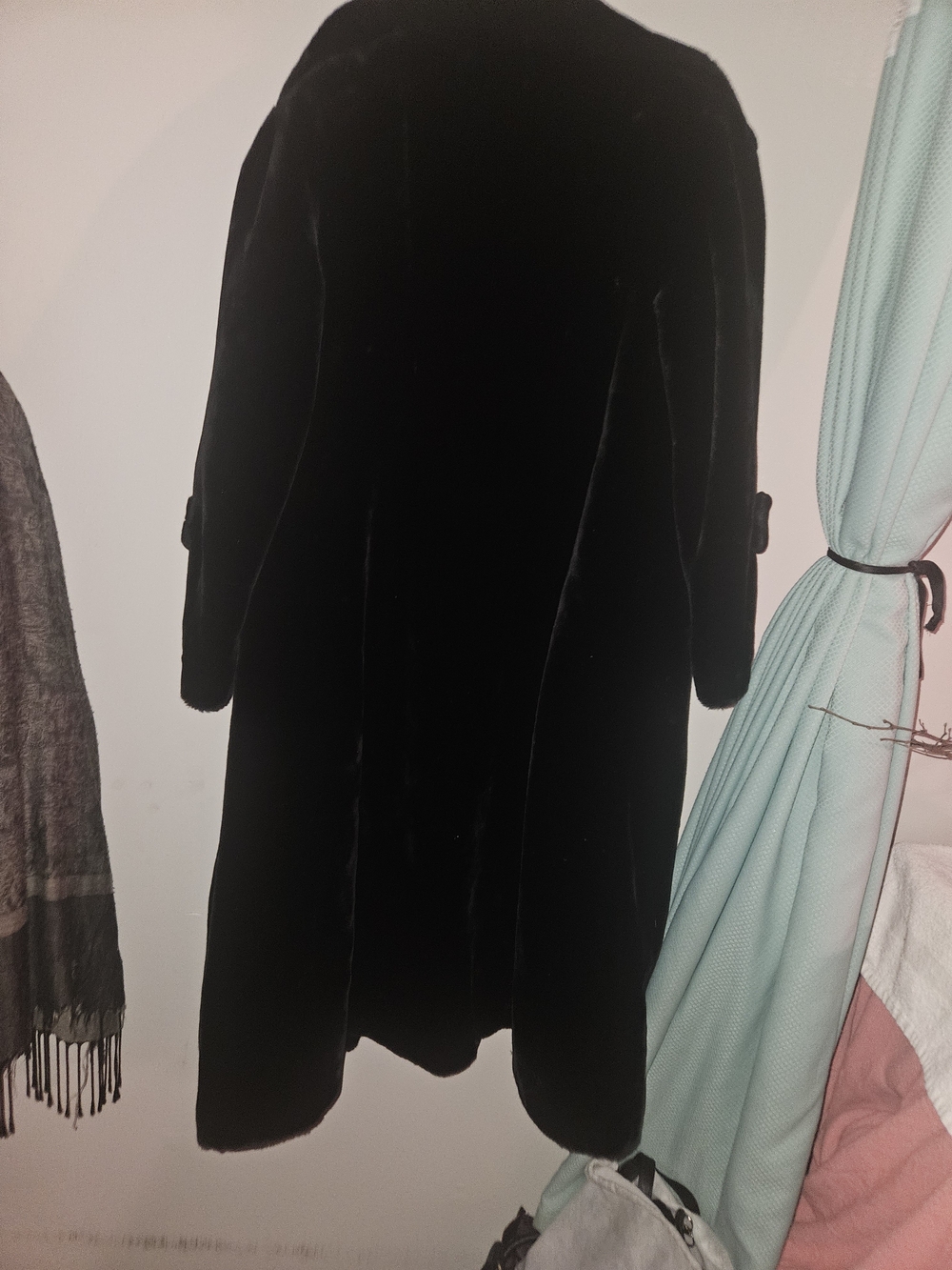 Women's Black Faux Fur Long Pea Coat